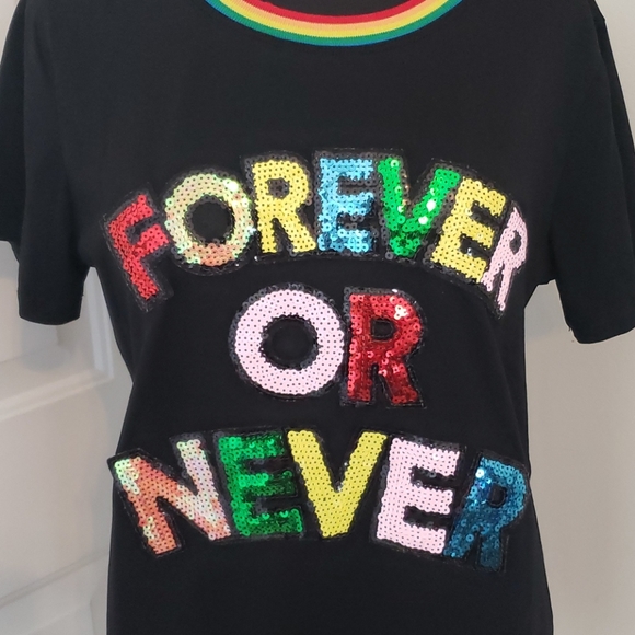 ❤💙💜Fun "Forever Or Never" Sequin Top💚🧡💛 - Picture 2 of 8